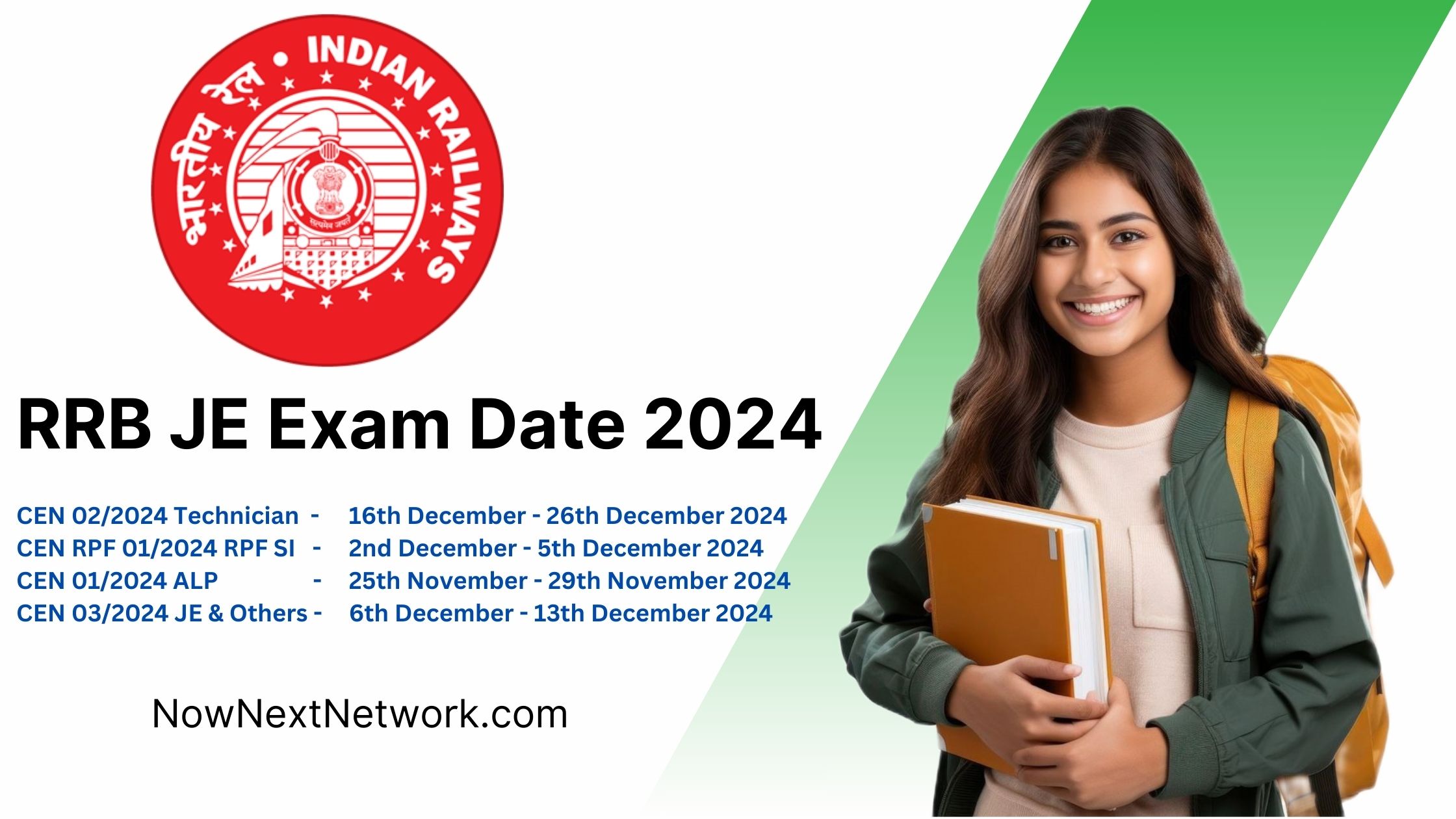 rrb je exam date 2024